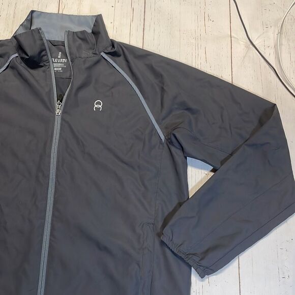 Elevate men’s zip up windbreaker Dark gray/gray trim size M - Picture 2 of 8